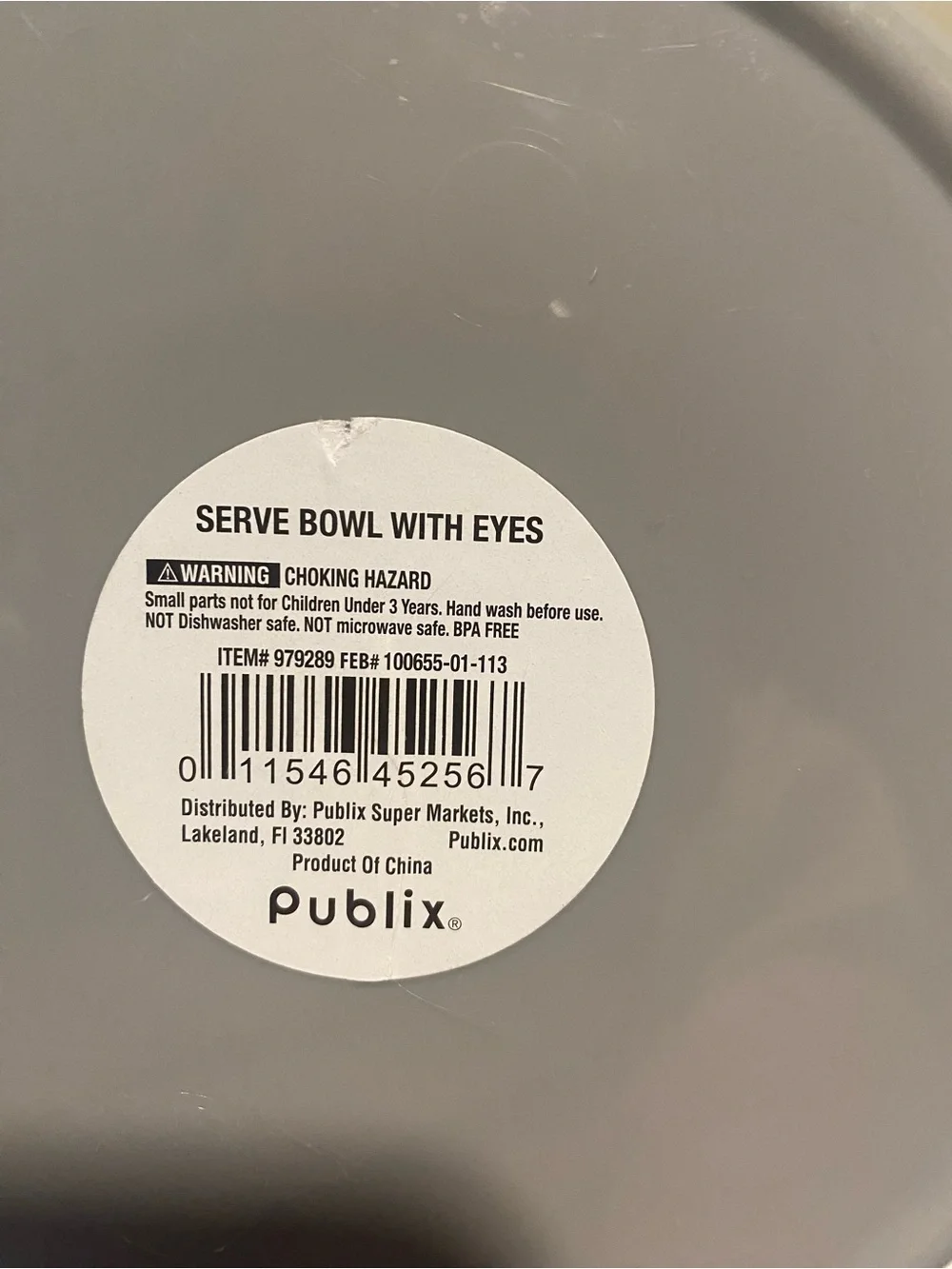 Gray Googly-Eyed Monster Face Vampire Halloween Candy Serve Bowl BPA FREE